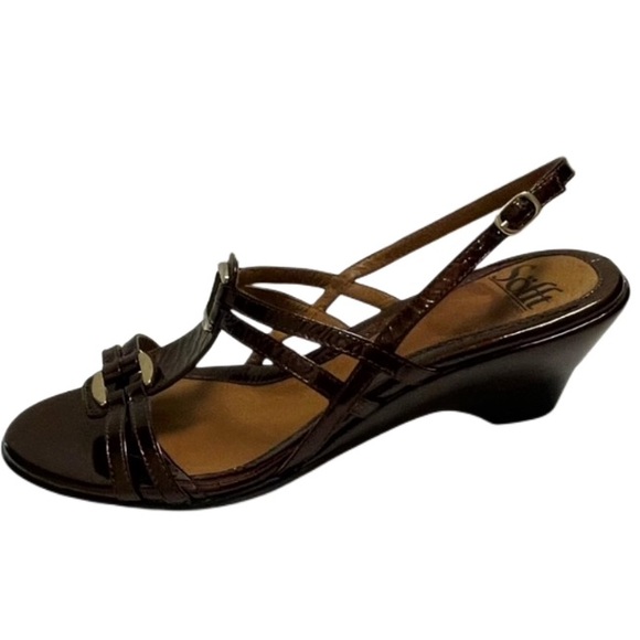 Sofft Patent Leather Open-Toe Wedge Sandal _ Wine _ Size 8M - Picture 4 of 8